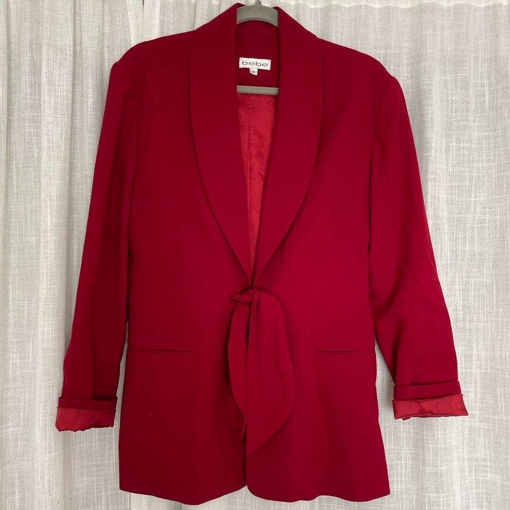 Bebe USA 100% Wool Lipstick 💄 Red Blazer Size 8/M